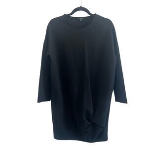 COS Medium $135 Black Ponte Knit Loose Ruched Dress